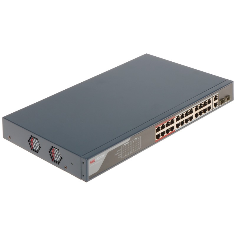 Switch PoE cu 24 porturi Hikvision DS-3E1326P-EI + 2xSFP - 1