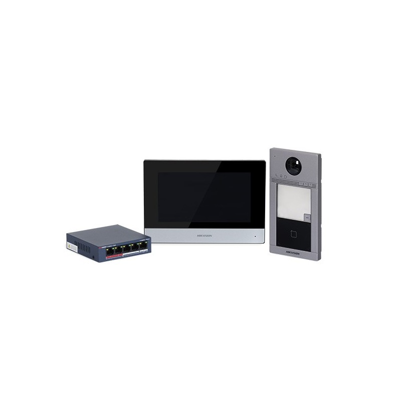 Kit complet videointerfon Hikvision IP Villa 2 gen DS-KIS604-S(B) (microSD) - 1