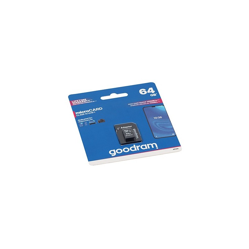 Card de memorie: microSDHC GOODRAM 64 GB (UHS-I, clasa 10, cu adaptor SD) - 1