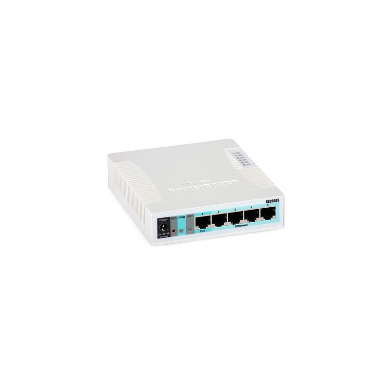 Switch Gigabit MikroTik RB260GS (CSS106-5G-1S, 5x10/100/1000 Mbps, SFP) - 1
