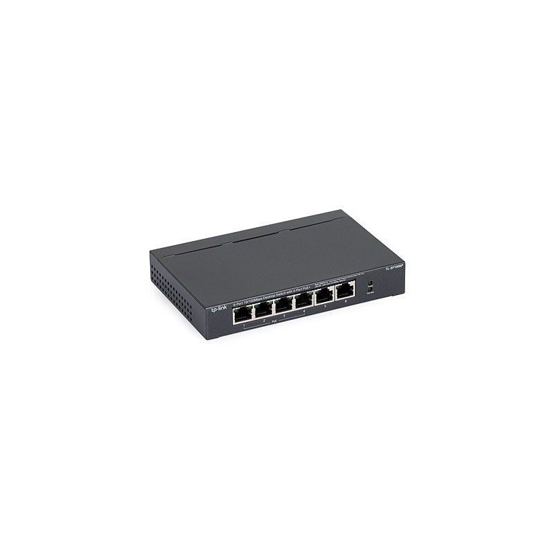 Switch PoE 4 porturi TP-Link TL-SF1006P 4xPoE 100mbps, 2xUplink 100mbps 802.3af/at 67W - 1