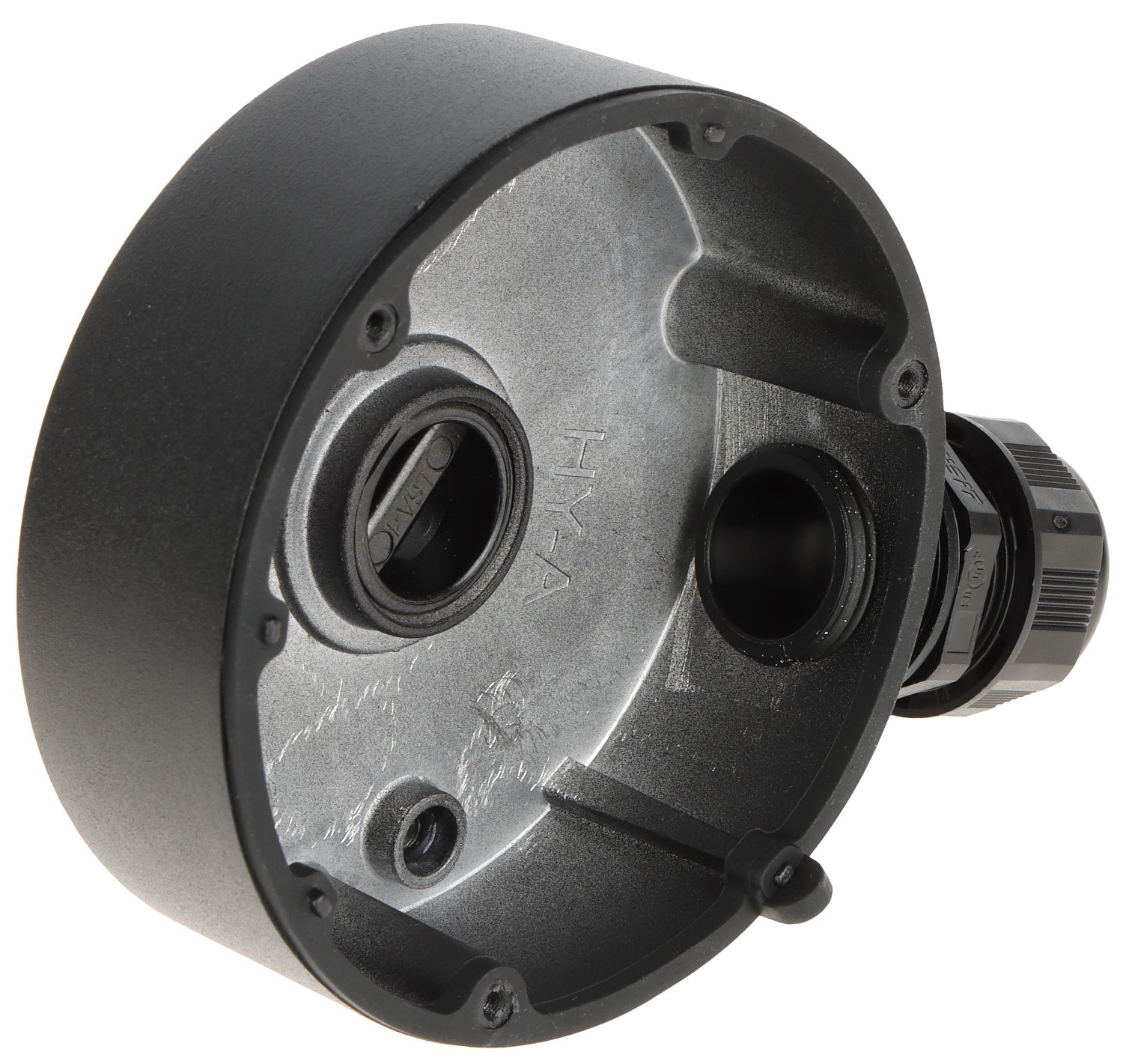 Doza conexiuni Hikvision DS-1280ZJ-DM18 (black), culoare neagra, material aliaj de aluminiu, dimensiuni: 141.7 mm × 37 mm × Ø 11
