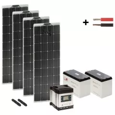 Kit Fotovoltaic Off-Grid 1730 Wh/12V cu invertor MPPT 20A, 2xacumulator 80A și 4 panouri solare de 160W - 1