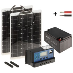 Kit Fotovoltaic Off-Grid 225 Wh/12V cu invertor PWM 20A, acumulator 26A și 2 panouri solare de 50W - 1