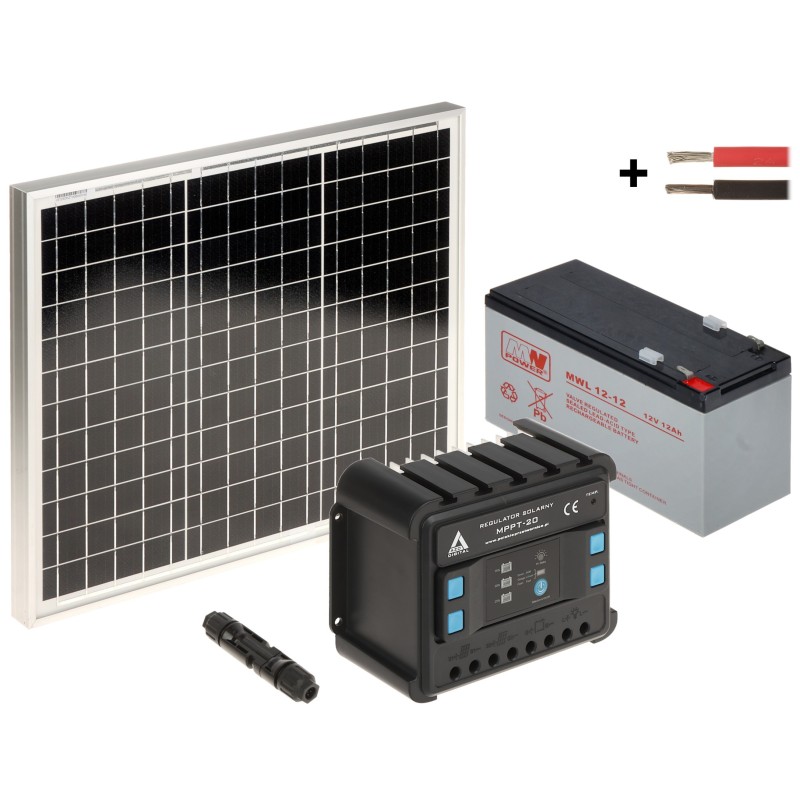 Kit Fotovoltaic Off-Grid 81 Wh/12V cu invertor PWM 20A, acumulator 26A și panou solar 50W - 1