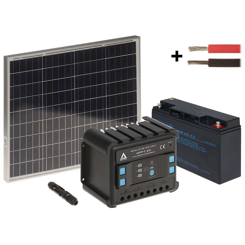 Kit alimentare solară 135 Wh cu acumulator 20Ah, panou 50W, controller MPPT - 1