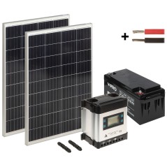 Kit Fotovoltaic Off-Grid 590 Wh/12V cu invertor MPPT 20A, acumulator 65A și 2 panouri solare de 110W - 1