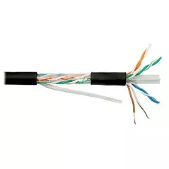 Cablu U/UTP Cat.6 NETSET 4x2xAWG24 cupru integral 250MHz, negru de exterior 1m