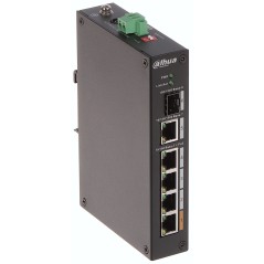 Switch Dahua PFS3106-4ET-60-V2, PoE Industrial 4 porturi, 1x Gigabit, 1x SFP, 60W