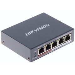 Switch 4 porturi PoE, 1 port uplink RJ45, SMART Management Hikvision DS-3E1105P-EI