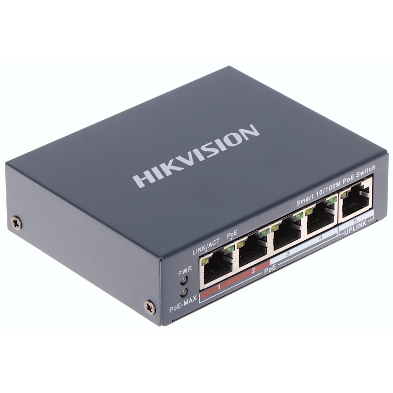 Switch PoE Hikvision DS-3E1105P-EI cu 4 porturi - 1