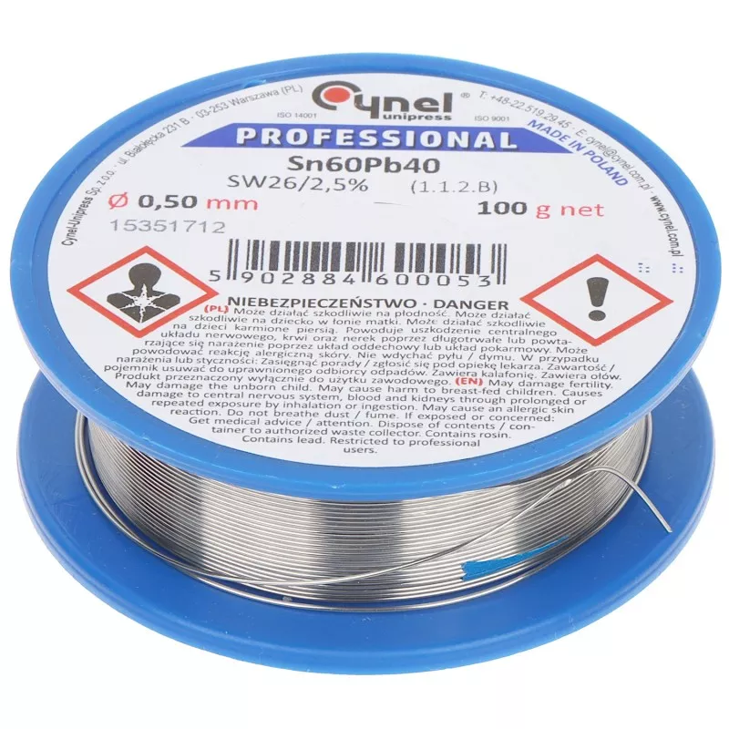 Fludor 0.5mm 100g 40Pb/60.Sn Cynel Unipress