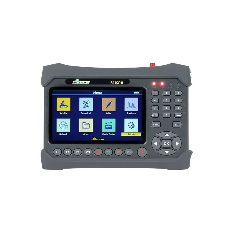 Satfinder DVB-T/T2(HEVC 10 biți)/C și DVB-S/S2 ST-6986 cu receptor încorporat, analizor de spectru și tester optic
