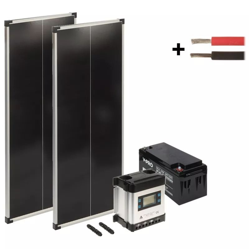 Kit panouri fotovoltaice + controller + acumulator SP-KIT-2X100/65/MPPT-LCD 540 Wh - 1