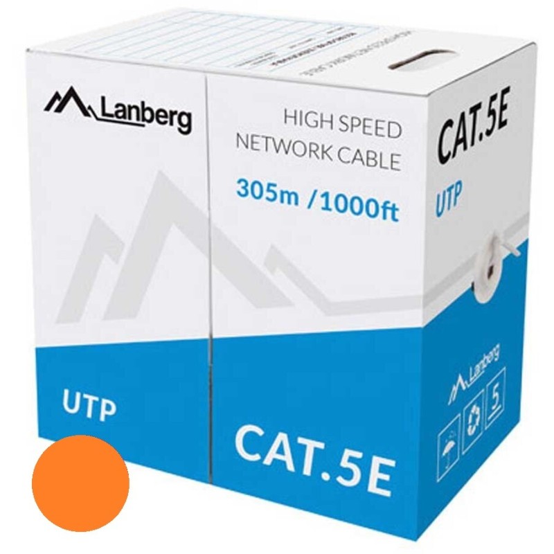 Cablu UTP Cat.5E CCA Portocaliu Lanberg [305m] - 1