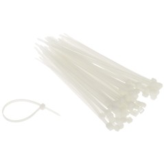 Coliere rapide din plastic 200x2.5 mm pachet 100 bucăți alb - 1