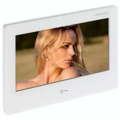 Monitor videointerfon WiFi Hikvision DS-KH9310-WTE1(B), 7 inch, ecran tactil, slot card, aparent, PoE
