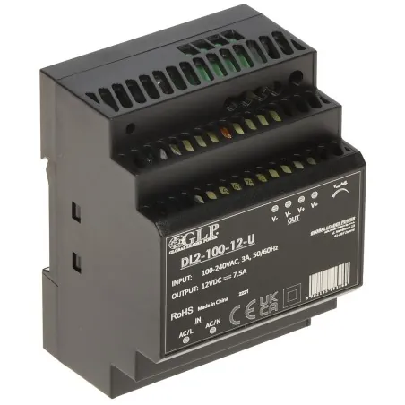 Sursă 12V/7.5A șină DIN DL2-100-12-U tensiune reglabilă  - 1