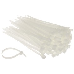 Coliere rapide din plastic 200x7.6 mm pachet 100 bucăți albe - 1