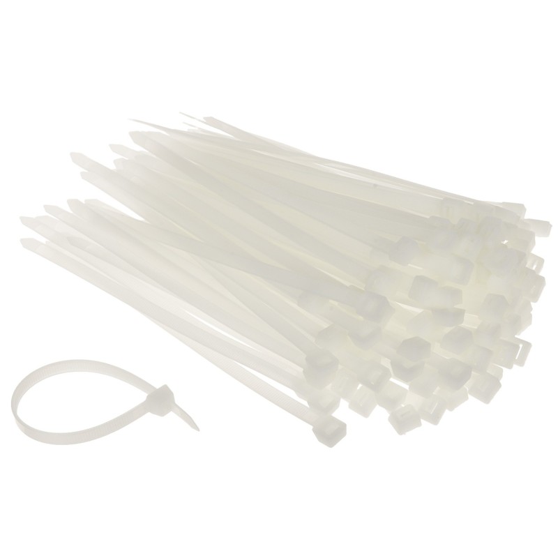 Coliere rapide din plastic 200x7.6 mm pachet 100 bucăți albe - 1