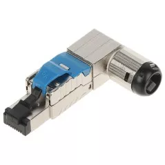 Mufă RJ45 FTP Cat.6A metalică cot angulară - sertizare fără clește - no-tool - 1