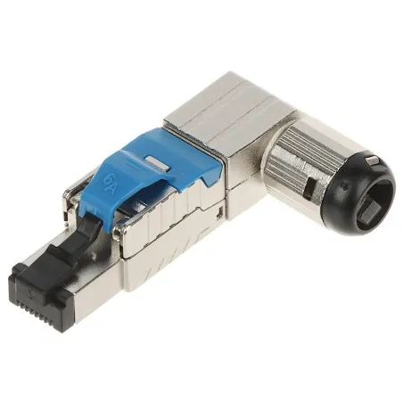 Mufă RJ45 FTP Cat.6A metalică cot angulară - sertizare fără clește - no-tool  - 1