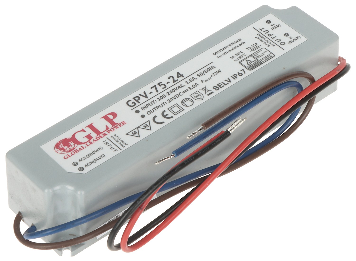 Sursa alimentare 24V/3A de exterior IP67 72W GPV