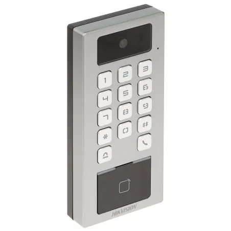 Terminal control acces si interfon cu tastatura si cititor card, rezolutie 2MP, Wi-Fi, RS485, Alarma - HIKVISION DS-K1T502DBWX-C