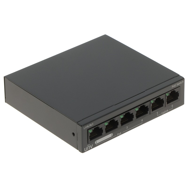 Switch 4 porturi PoE 60W NSW2020-6T-POE-IN UniView + 2 upload 100mbps - 1