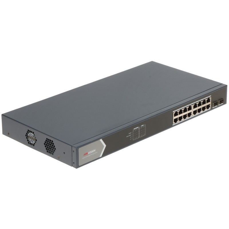 Switch Hikvision 16 PoE Gigabit DS-3E0518P-E/M + 2 SFP 125W - 1
