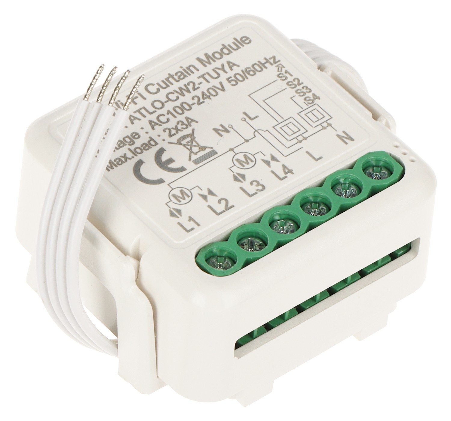 Releu WIFI dublu pentru draperie/jaluzele motorizate ATLO-CW2 compatibil cu Tuya, Google Home, Amazon Alexa