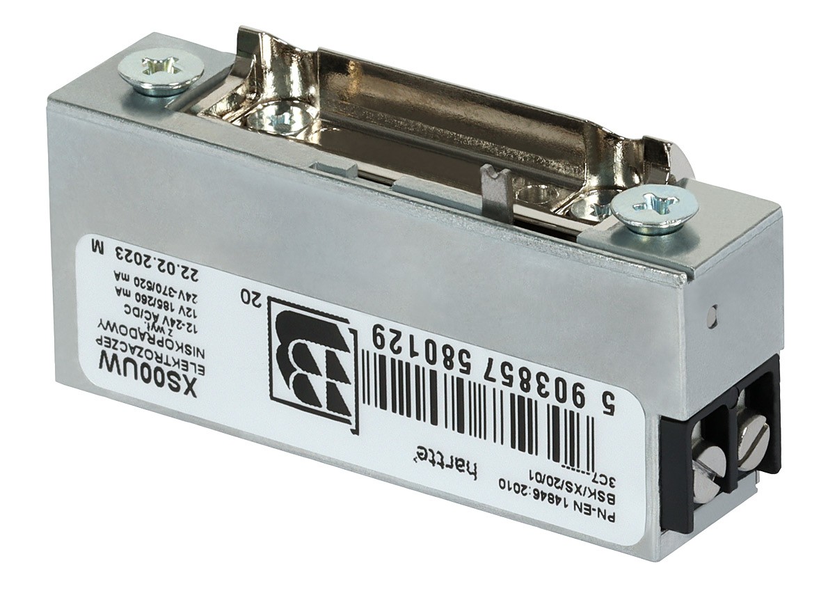 Yala electromagnetică XS00UW HARTTE îngustă, consum mic, memorie, cu comutator pentru funcționare continuă 12-24 VAC/DC …