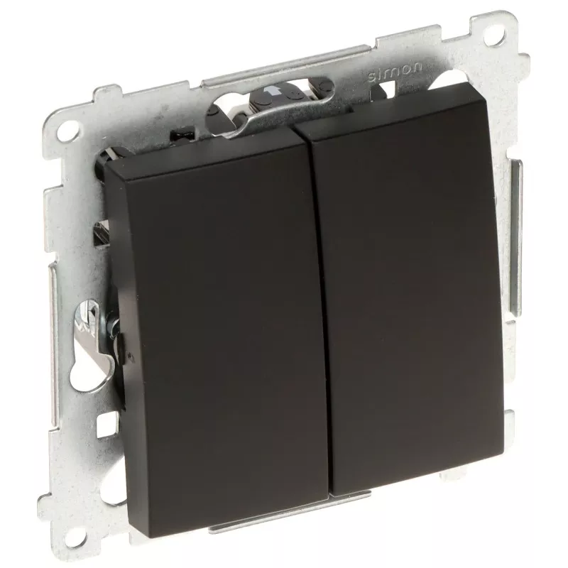 Întrerupător cruce dublu Kontakt Simon54 negru DW7/2.01/X/49 250V/10A