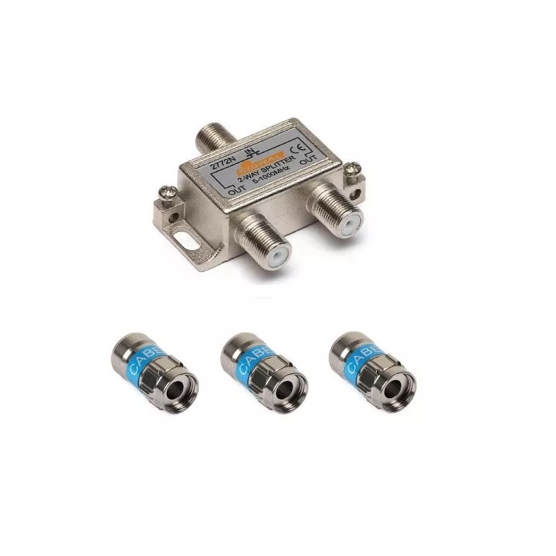 Set Spliter CATV 2 iesiri + 3 mufe F autosertizare Cabelcon