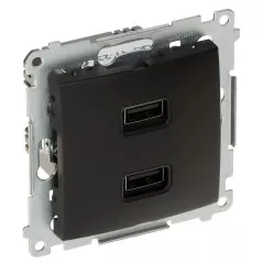 Priză perete cu dublu încărcător USB 2.1A Kontakt DC2USB.01/49 Simon54 Premium neagră - 1