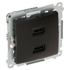 Priză perete cu dublu încărcător USB 2.1A Kontakt DC2USB.01/49 Simon54 Premium neagră
