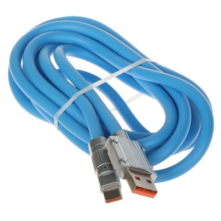 Cablu date+alimentare USB-USB-C albastru 2m Quick Charge 3.0 480 Mbps cupru integral  - 1