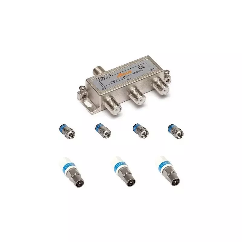 Set Spliter CATV 3 iesiri +4 mufe F + 3 mufe TV cu autosertizare Cabelcon