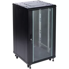 Cabinet rack servere 22U 600X600 de podea ușă sticlă sarcină max. 1000kg cu role și picioare