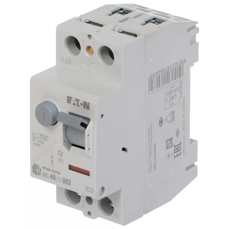 Siguranta automata cu protectie diferentiala 2P 40A 30mA 6kA HNC-25/2/003 EATON