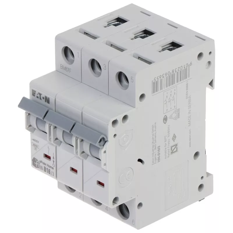 Disjunctor 16A trifazat 3P 6kA, curbă B Eaton HN-B16/3 xPole pentru sarcini rezistive
