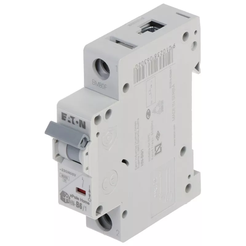 Disjunctor 6A monofazat 1P+N 6kA, curba B Eaton HN-B6/1 xPole pentru sarcini rezistive
