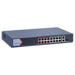 Switch 16 porturi PoE 100Mbps, 1 port Gigabit combo, 1 Gigabit RJ45, SMART Management - HIKVISION DS-3E1318P-EI-M