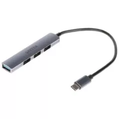 Hub 4 porturi USB 3.0 H1208B intrare cablu 18 cm USB-C