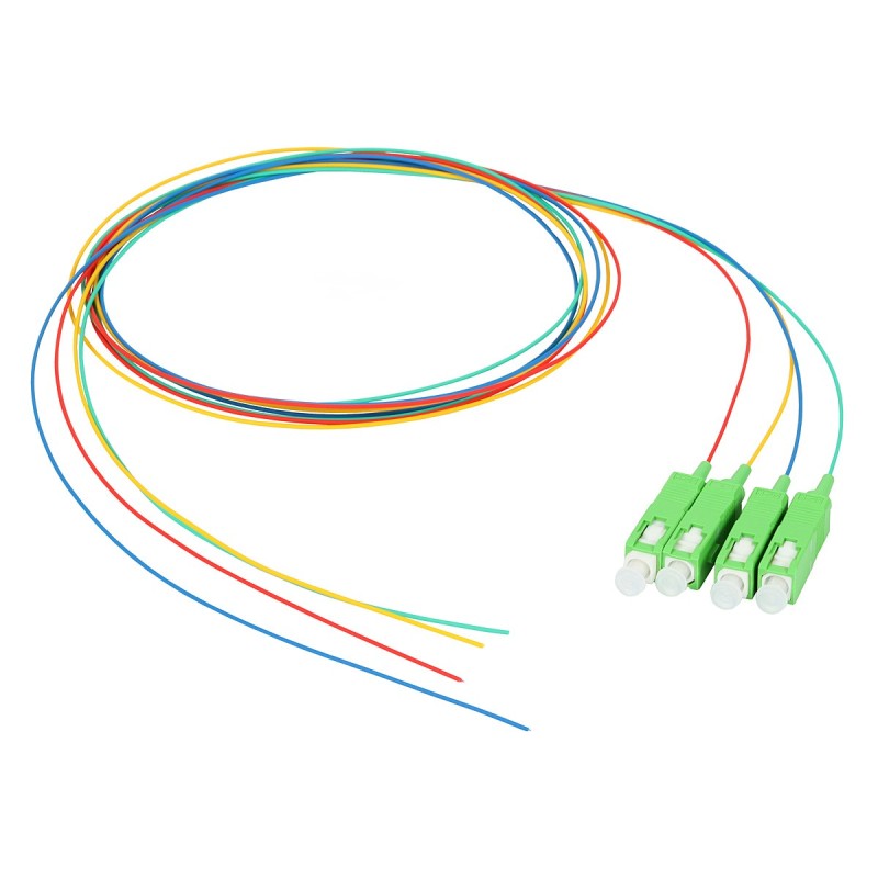 Set 4 pigtail-uri fibră singlemode PG-271A-1 SC/APC, G.657.A1, 1m,rosu, verde, albastru, galben.