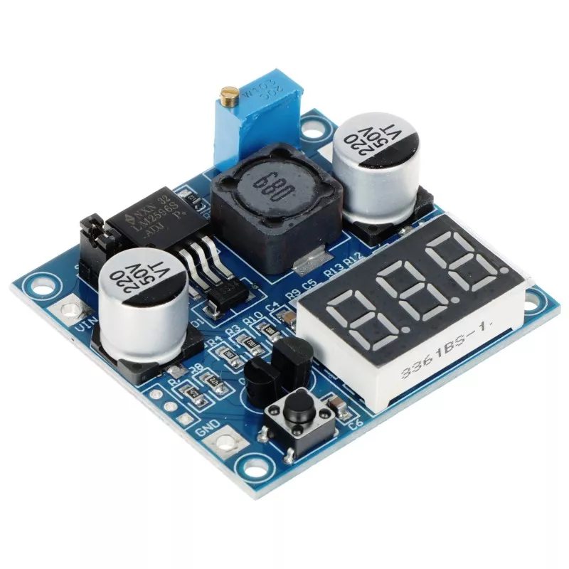 Modul step-down 3A reglabil 1.5-35V, PZD-II-96 afișaj tensiune intrare/ieșire 43x47x13mm
