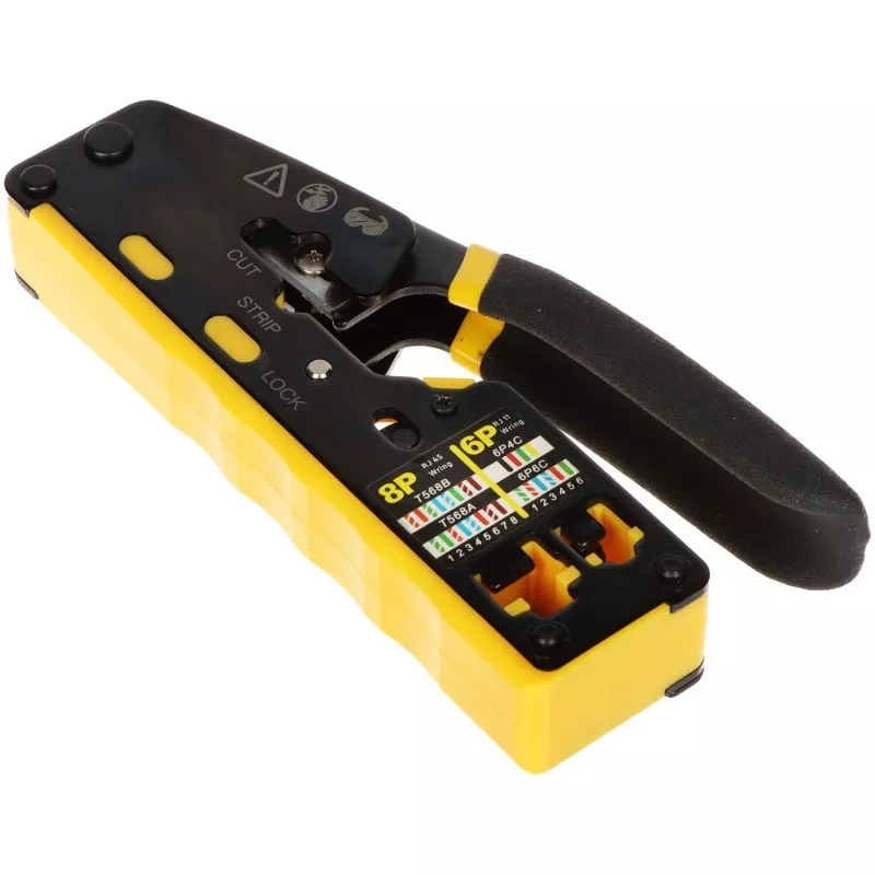 Clește sertizare mufe EZ passthrough RJ-45/RJ-12/RJ-11 HT-6088T cu tăiere fire