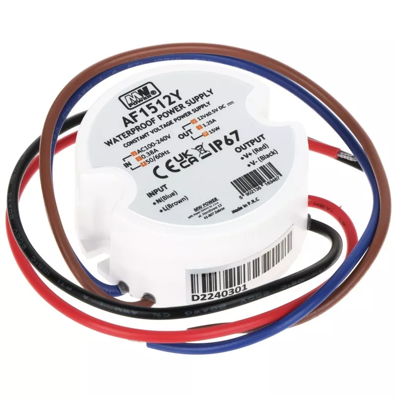 Sursă LED 12V/1.25A 15W IP66 montaj doză rotundă MW Power TP-V2