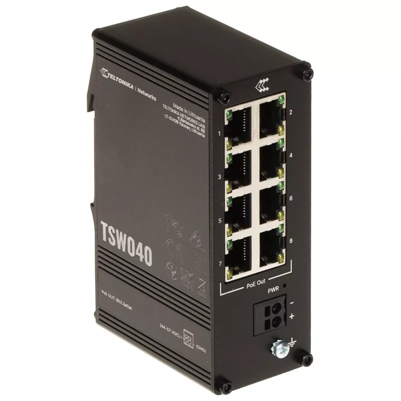 Switch PoE 8 port Teltonika TSW040 industrial montaj DIN