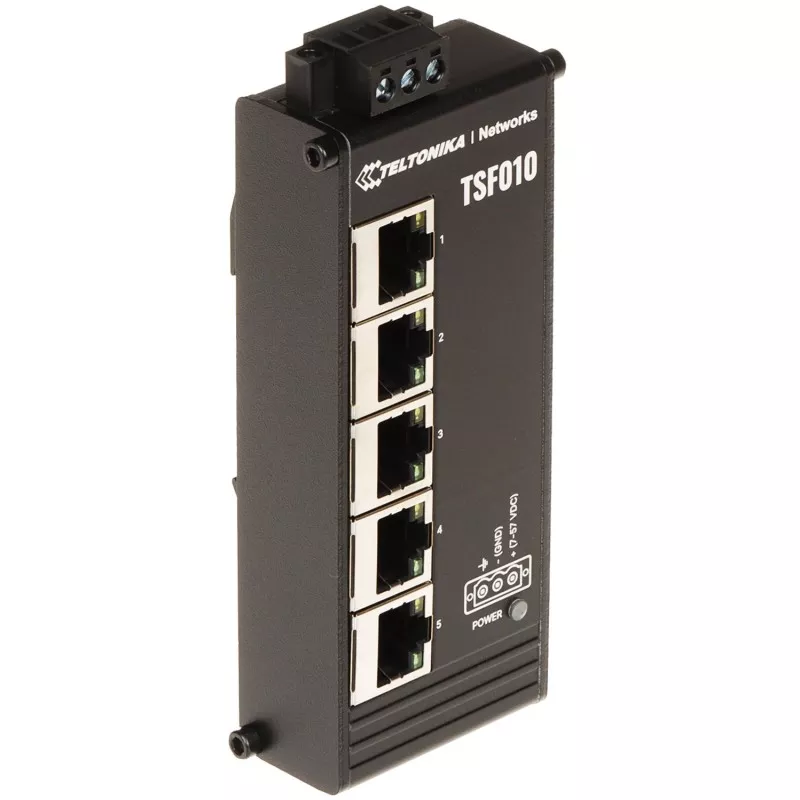 Switch 5 port Teltonika TSF010 industrial montaj DIN ultra plat